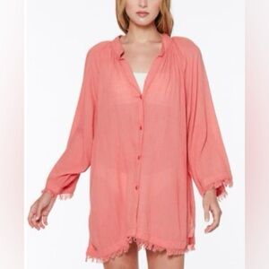SANCTUARY | coastal covers fringed swim cover up dusty pink | size medium